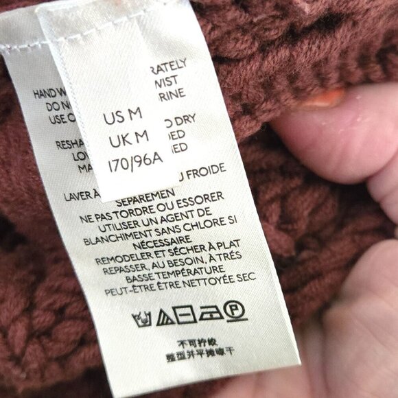 Free People My Only Sunshine Cowl Neck Sweater Chunky Knit Maroon Size M - Picture 8 of 9